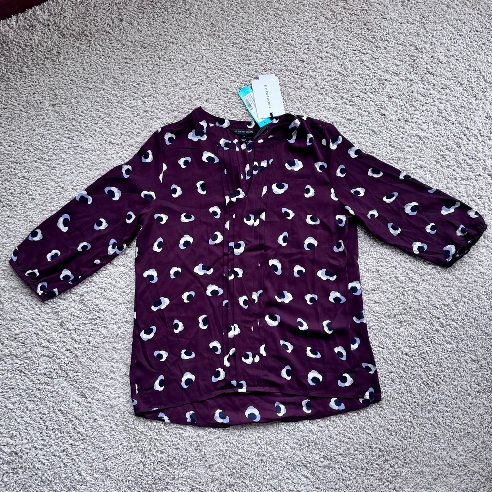 41 Hawthorn Burgundy Blouse with White Pattern